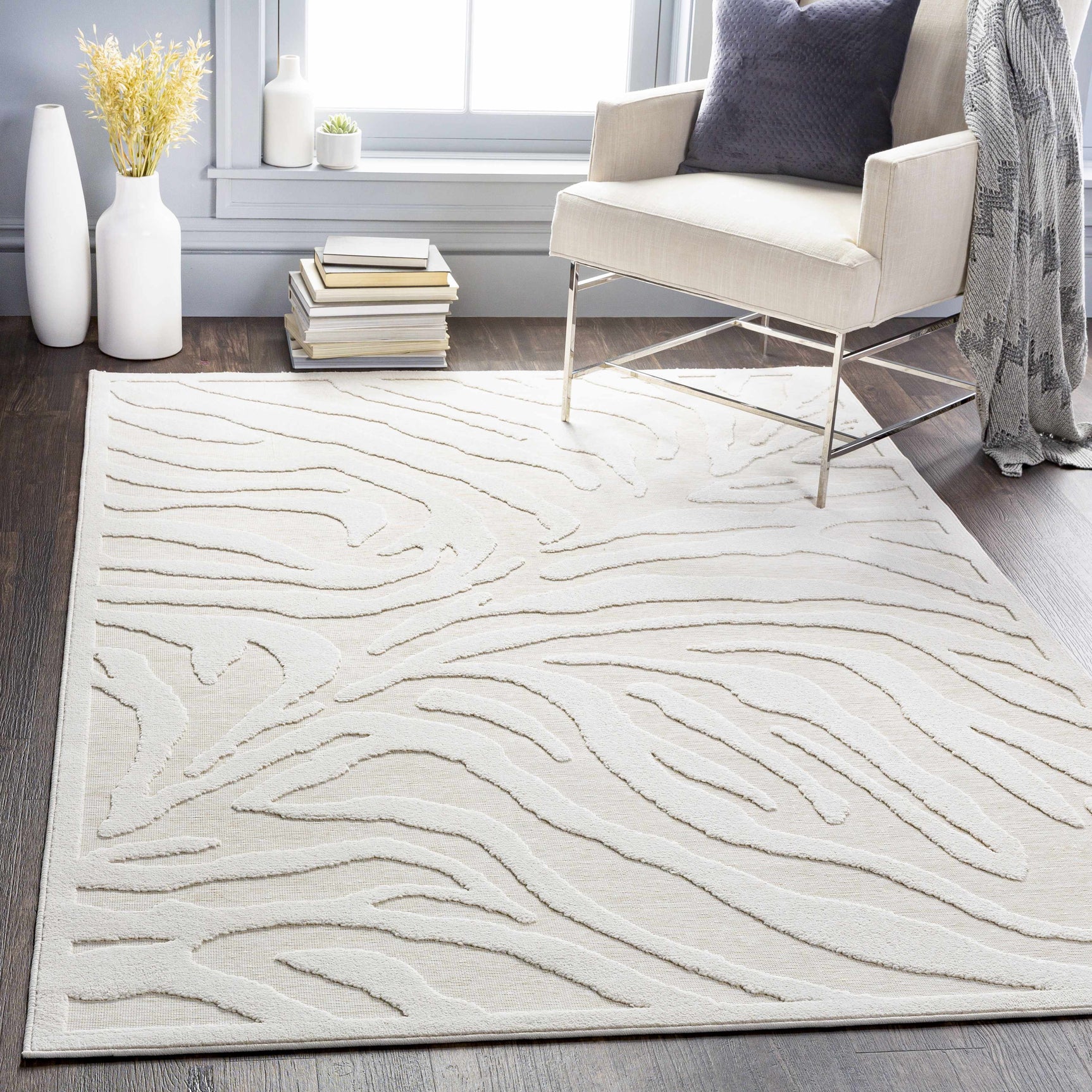 Benzonia 3D White Zebra Outdoor Rug - Ornate Home