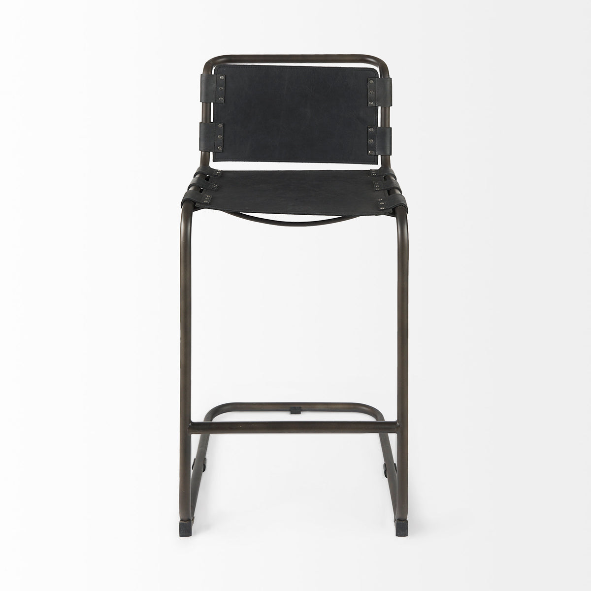 Berbick Black Leather with Iron Frame Bar Stool - Ornate Home