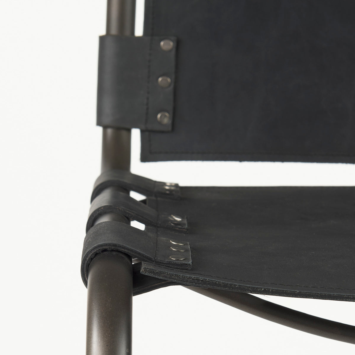 Berbick Black Leather with Iron Frame Bar Stool - Ornate Home