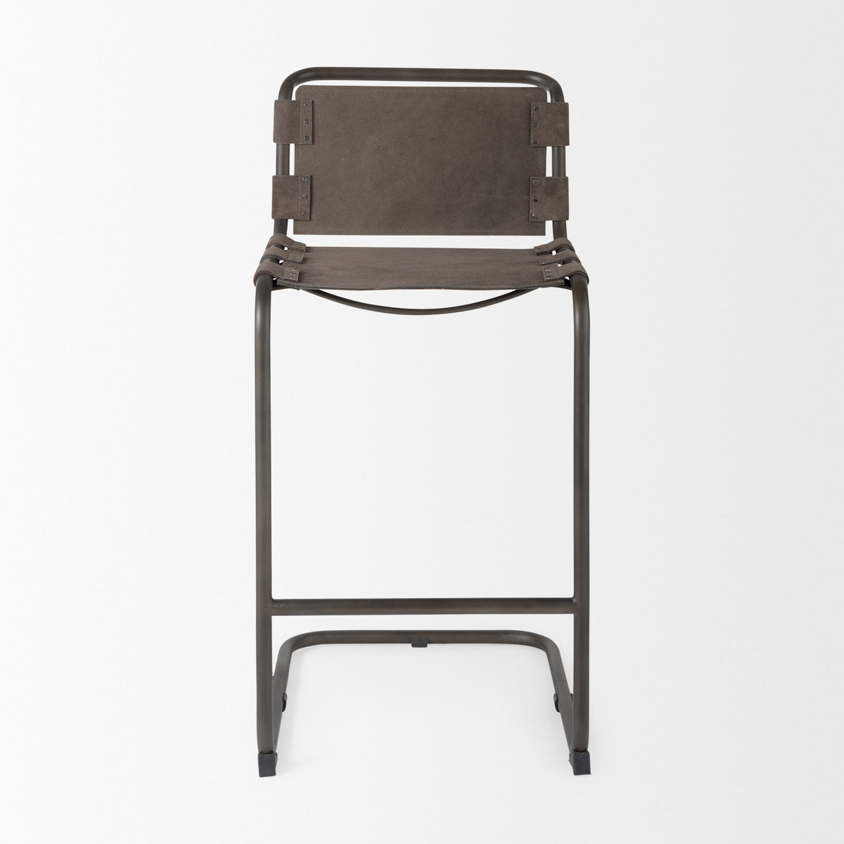 Berbick Brown/Gray Suede with Iron Frame Bar Stool - Ornate Home
