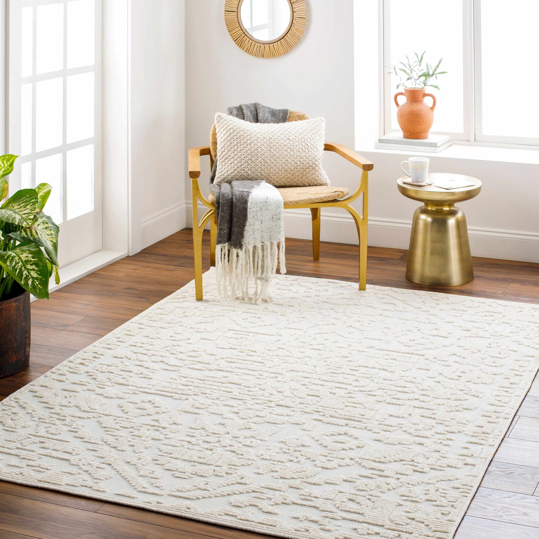 Beren Cream Washable Area Rug - Ornate Home