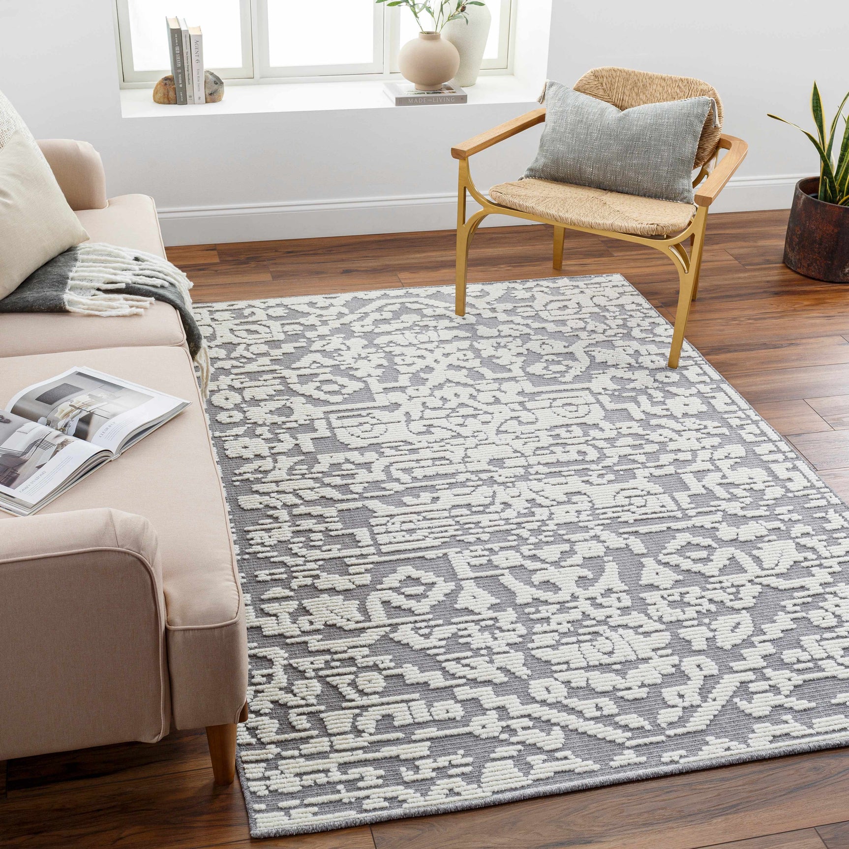 Beren Gray Washable Area Rug - Clearance - Ornate Home