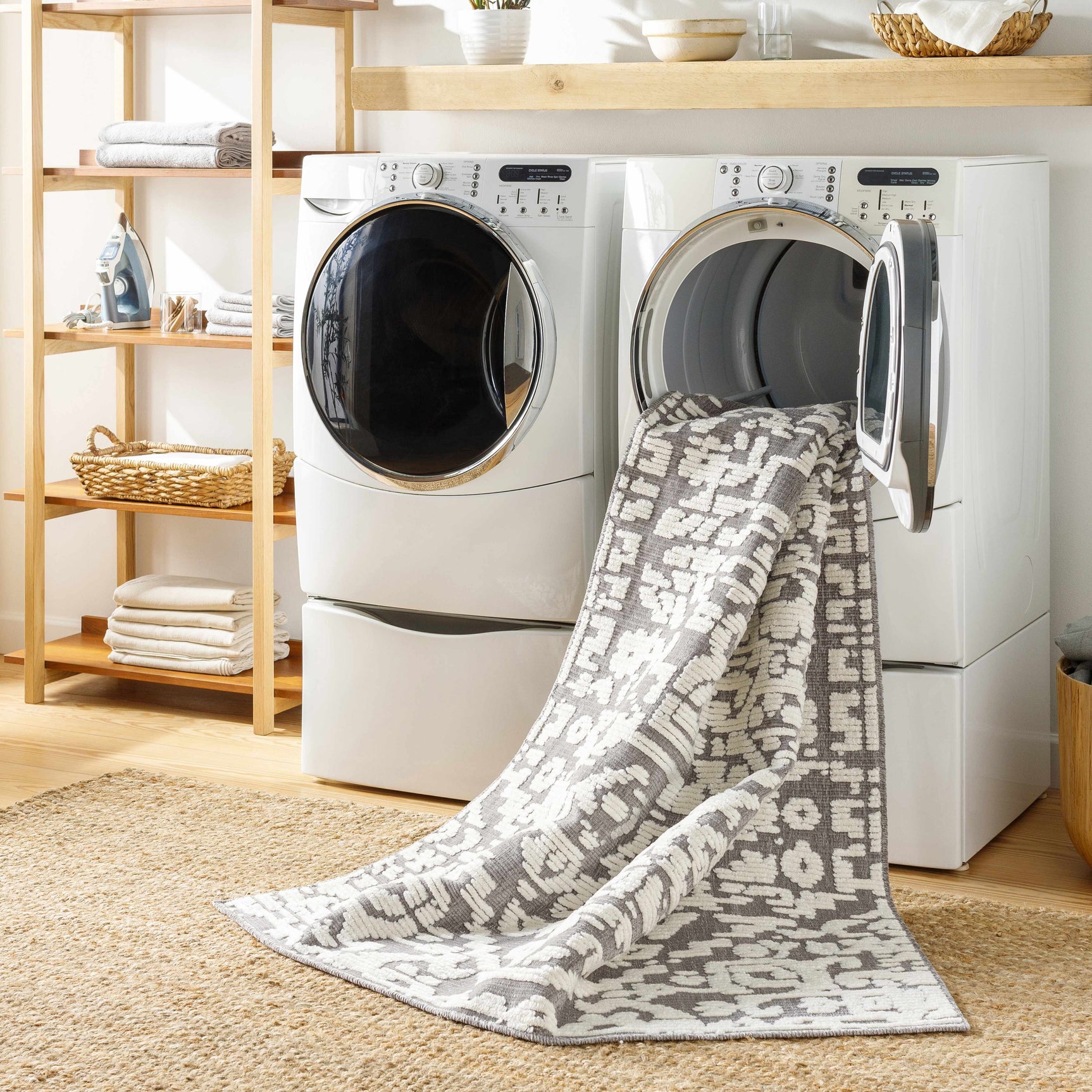 Beren Gray Washable Area Rug - Clearance - Ornate Home