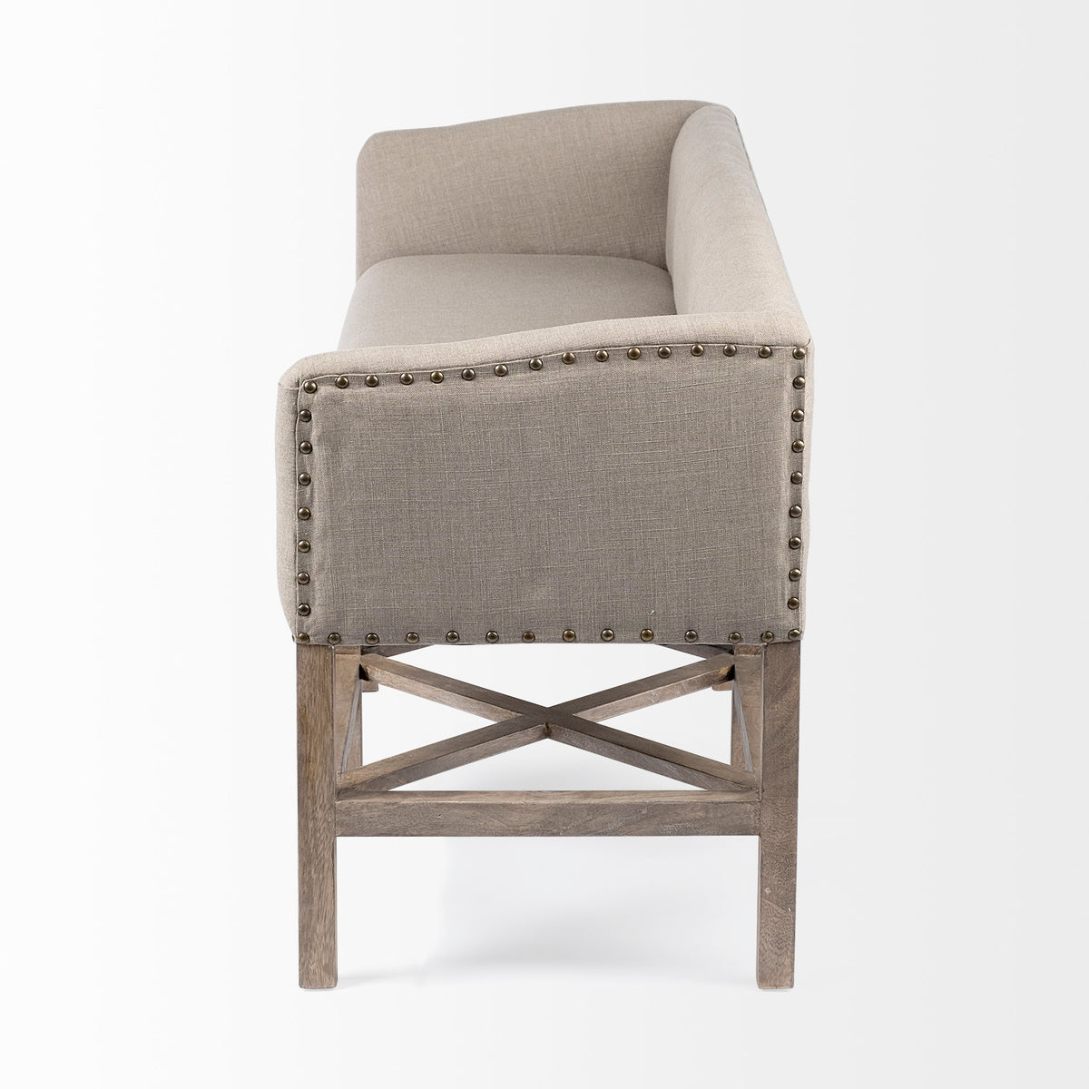 Bergen Beige/Brown Fabric Covered Seat Accent Bench - Ornate Home