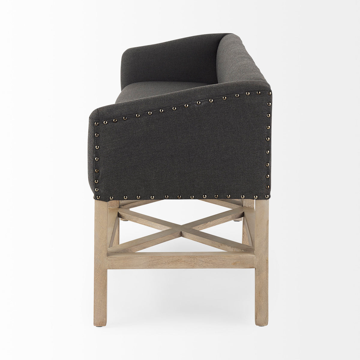 Bergen Dark Gray/Light Brown Fabric Accent Bench - Ornate Home