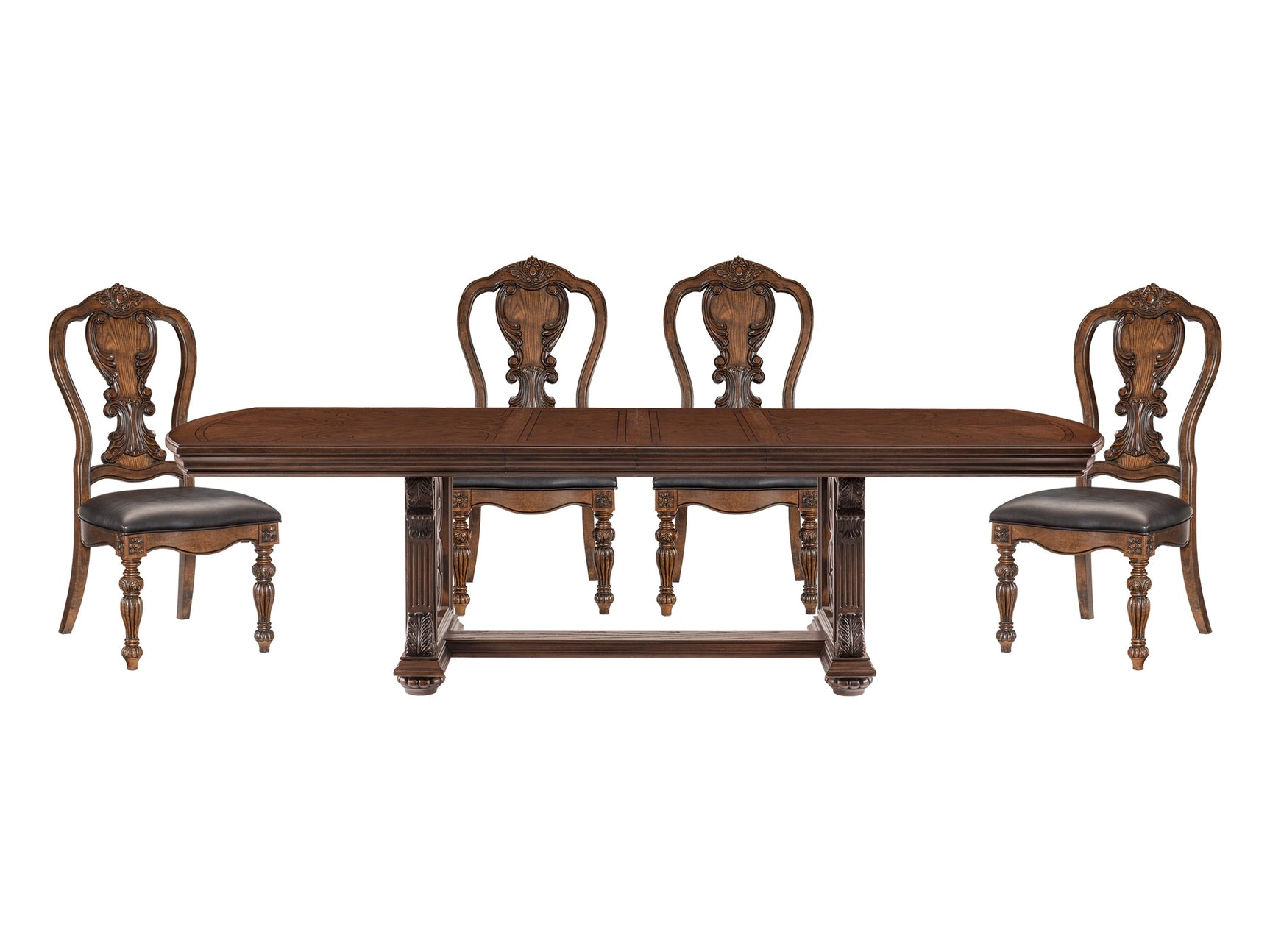 Bergen Dark Oak / Brown 5-piece Dinig Table Set - Ornate Home