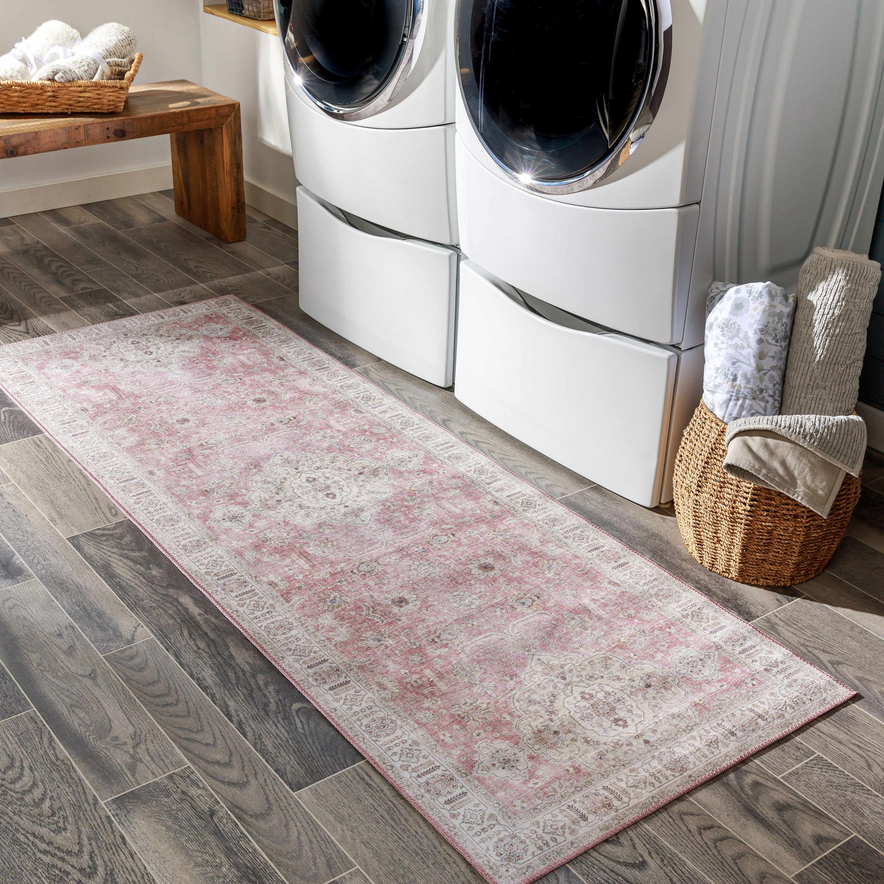 Bergman Distressed Red Area Rug - Ornate Home
