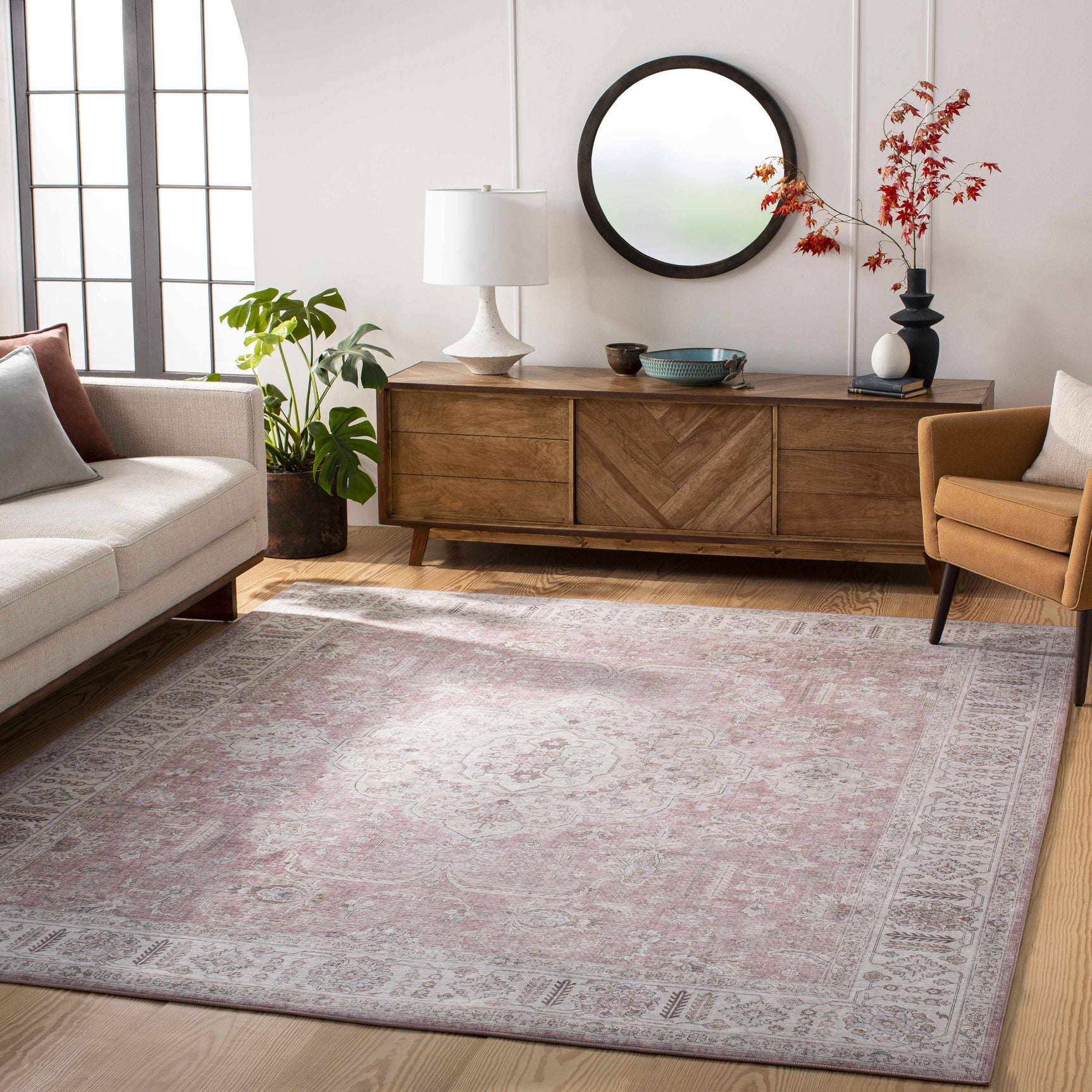 Bergman Distressed Red Area Rug - Ornate Home