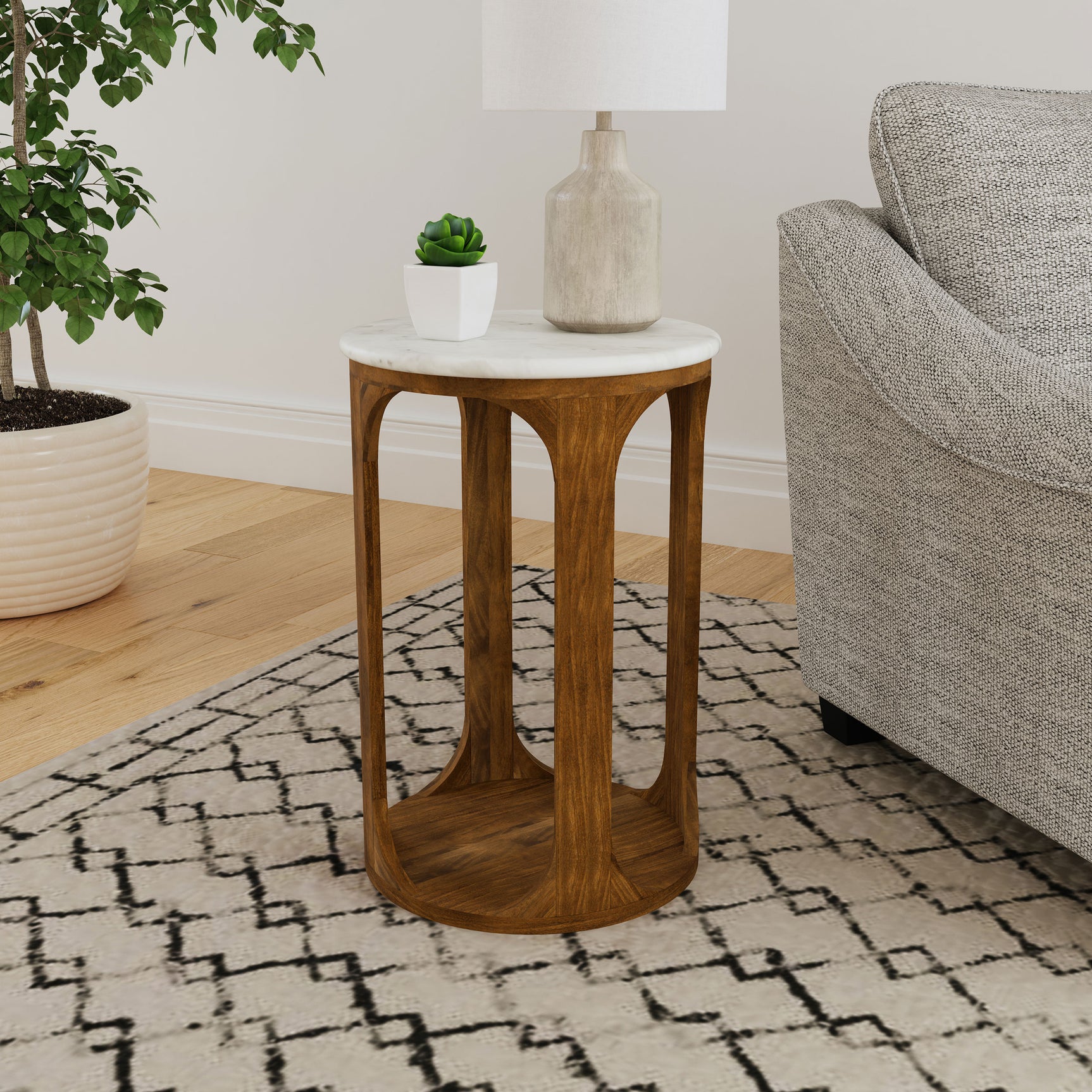 Berkeley White / Brown Side Table - Ornate Home