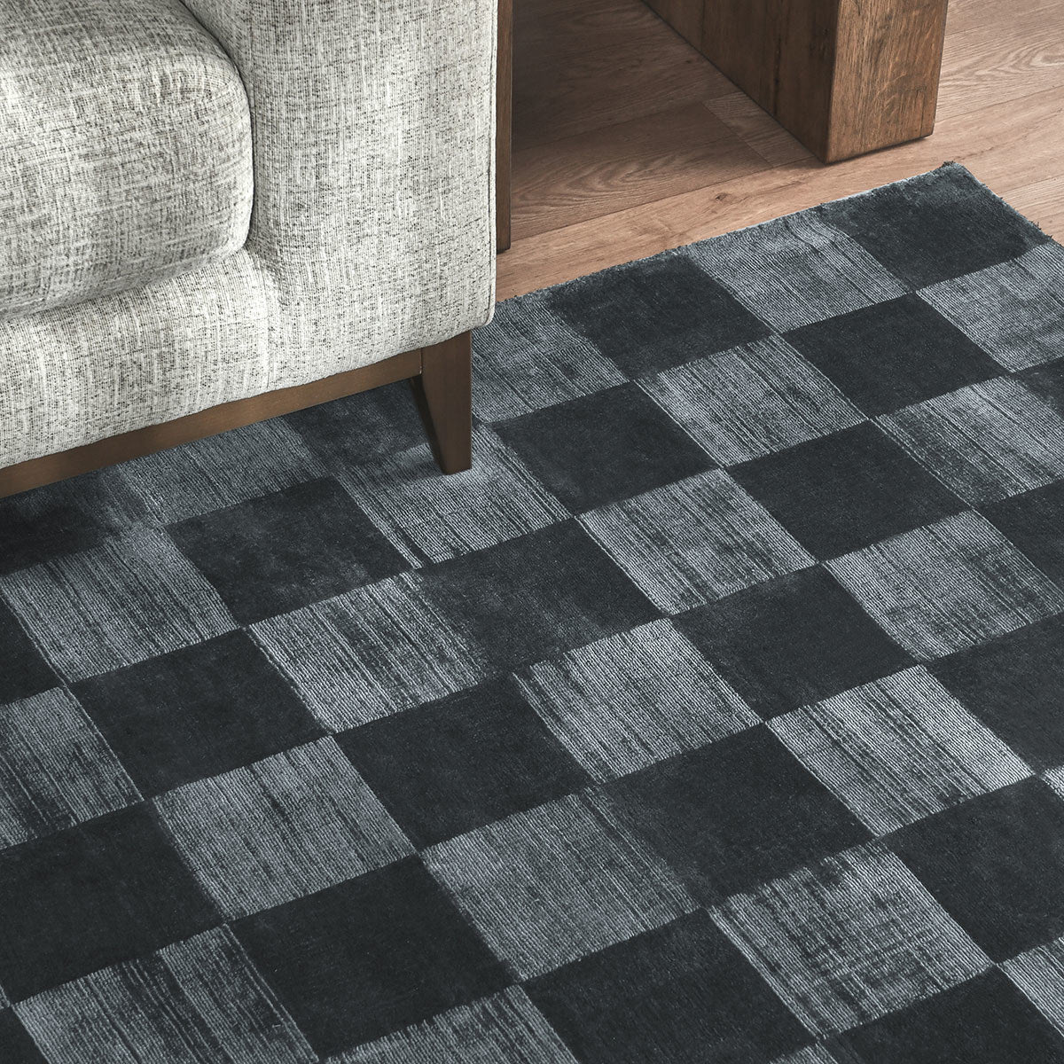 Berlin Check Ink Blue Rug - Ornate Home