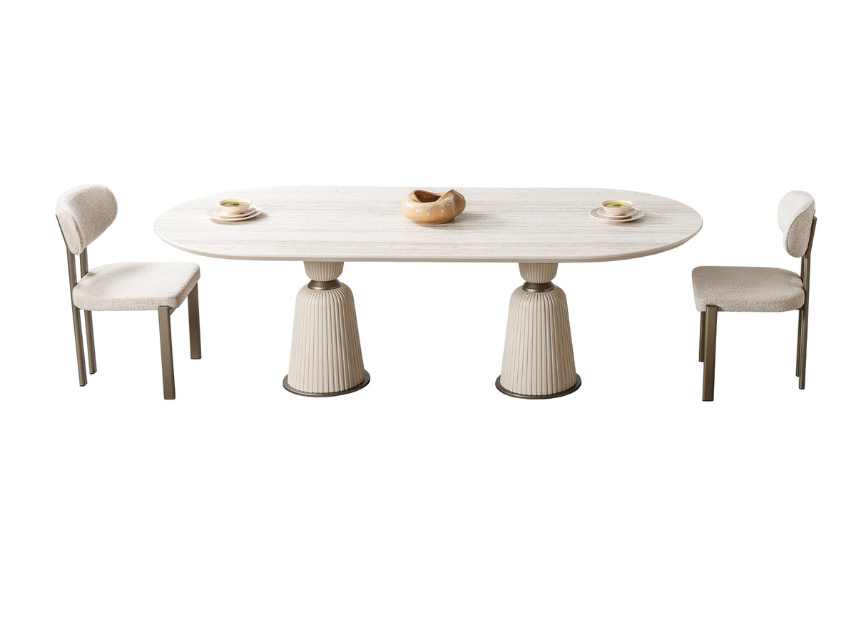 Bern Cream Dining Room Set (Consol With Mirror & Dining Table & 6 Dining Chair) - Ornate Home