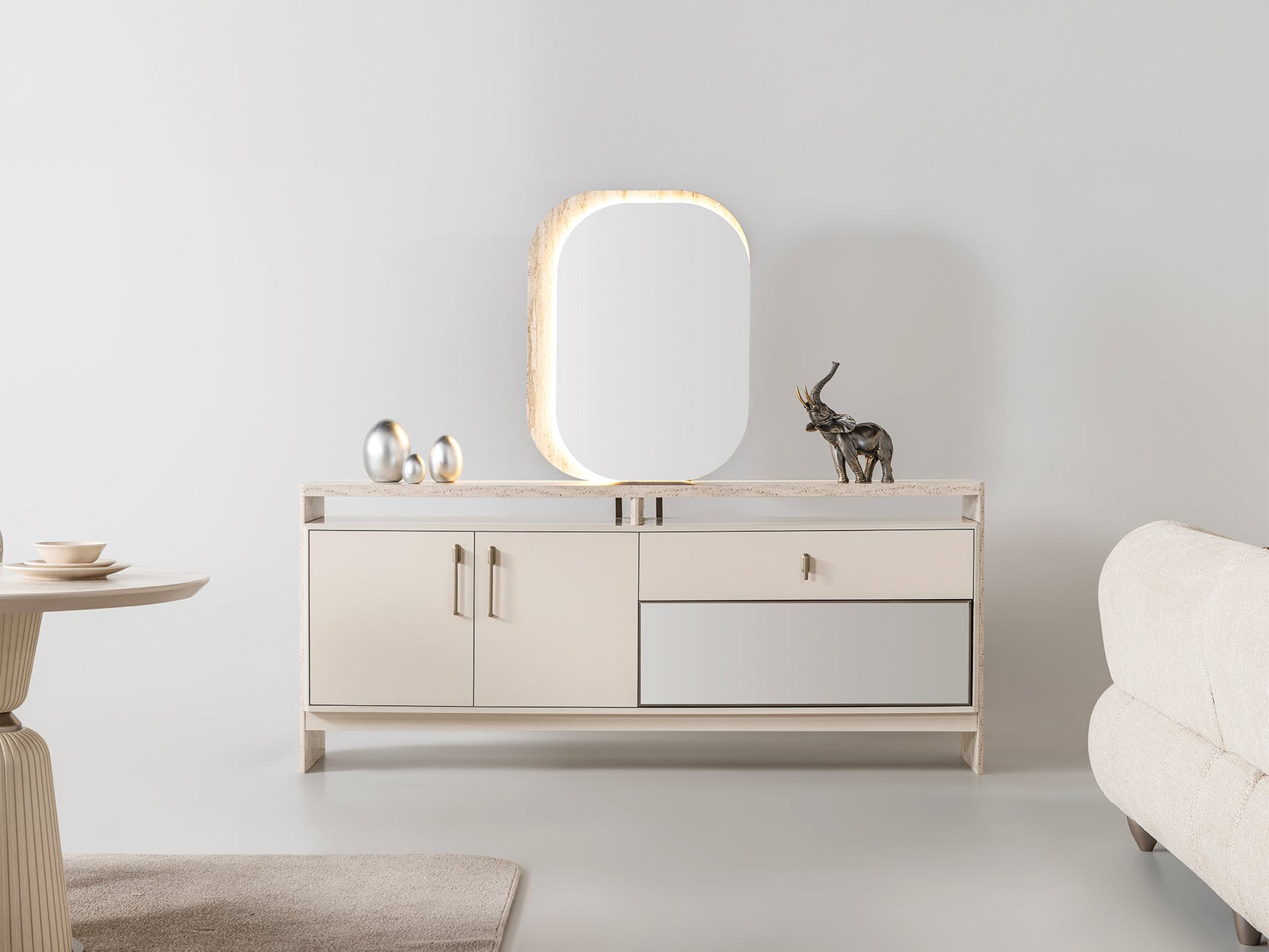 Bern Cream Consol With Mirror