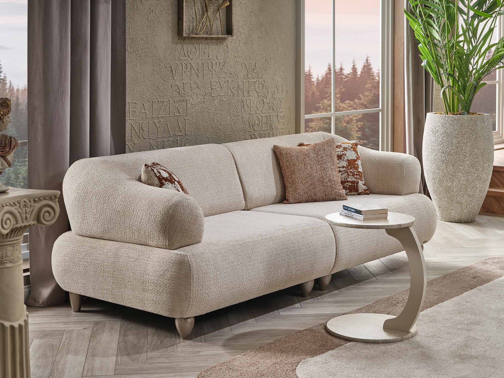 Bern Cream Convertible Sofa