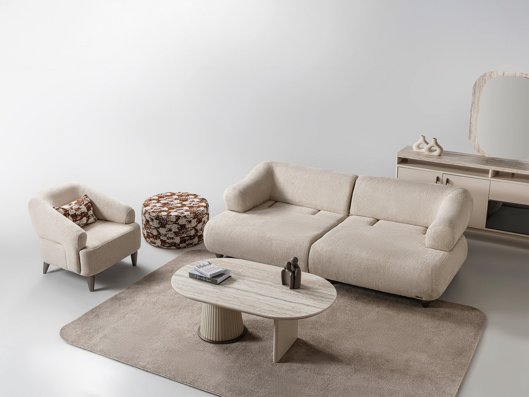 Bern Cream Convertible Sofa