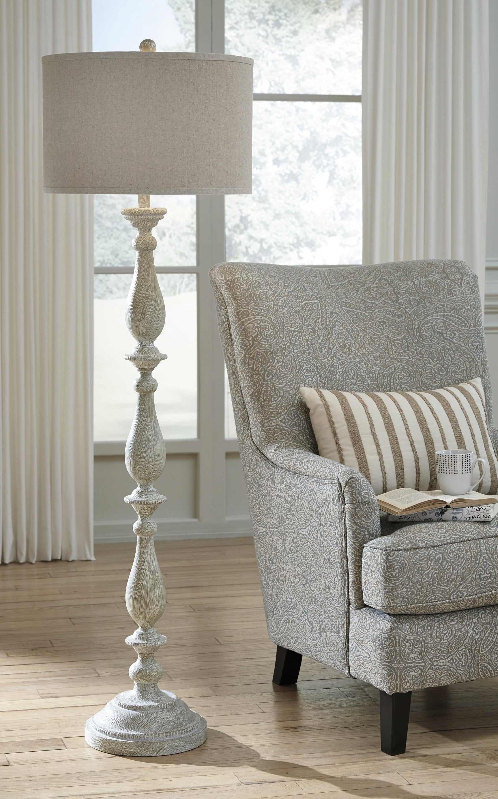 Bernadate Whitewash Floor Lamp - Ornate Home