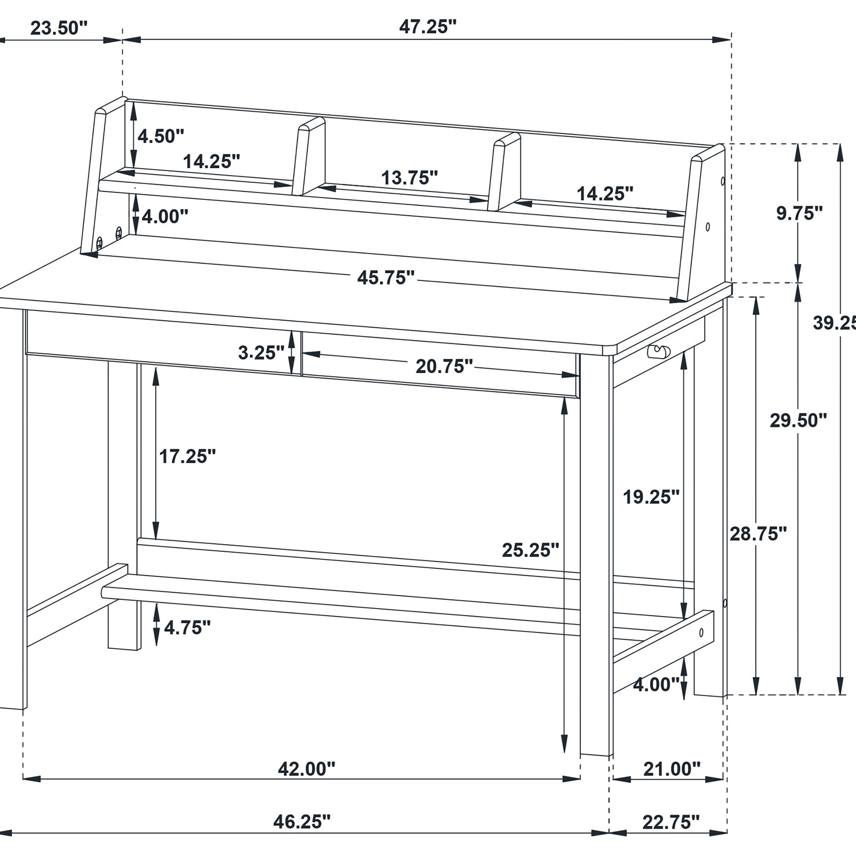Besler Cement/Natural 47-inch SmartTop Writing Desk with Shelf - Ornate Home