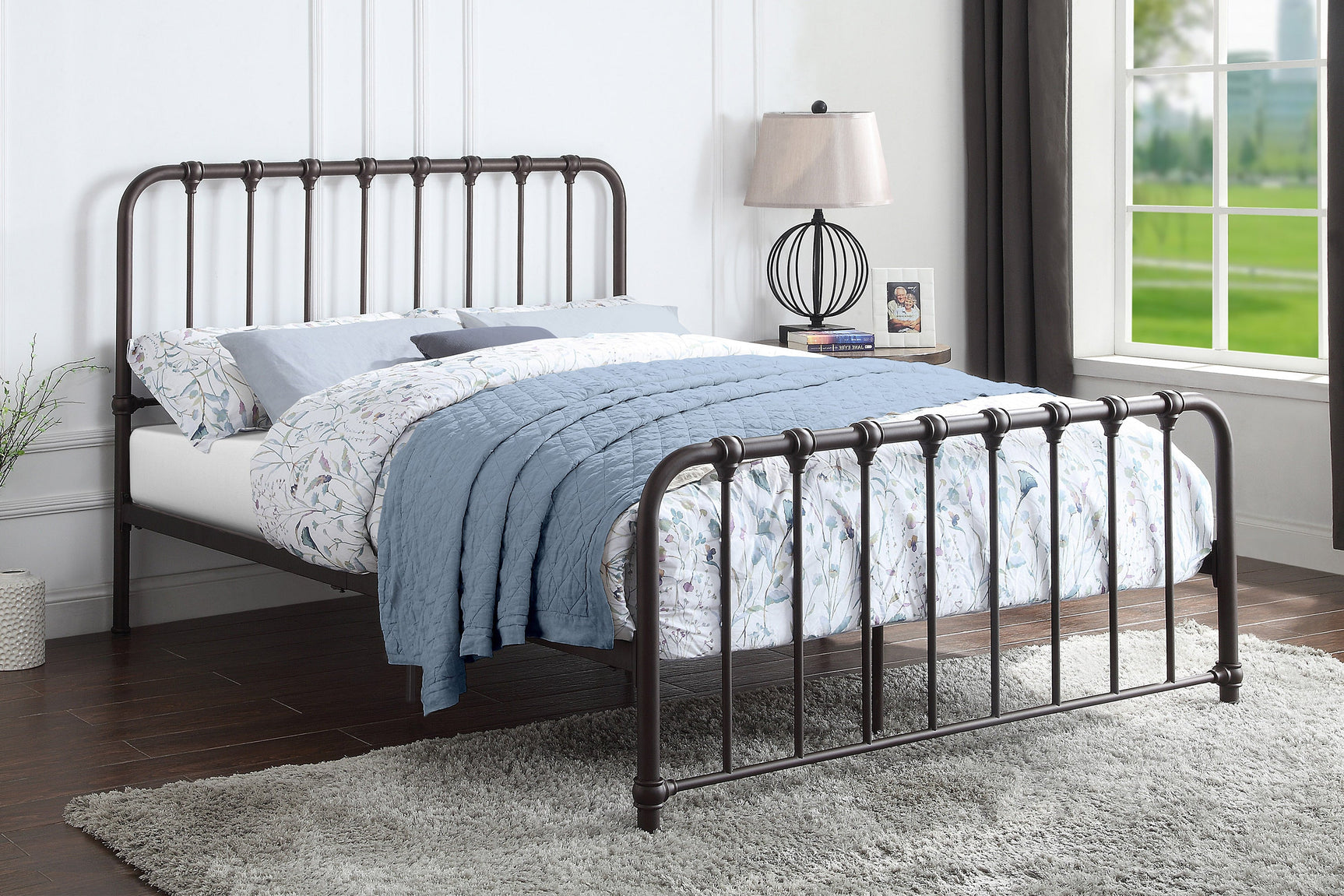 Bethany Dark Bronze Queen Metal Platform Bed - Ornate Home