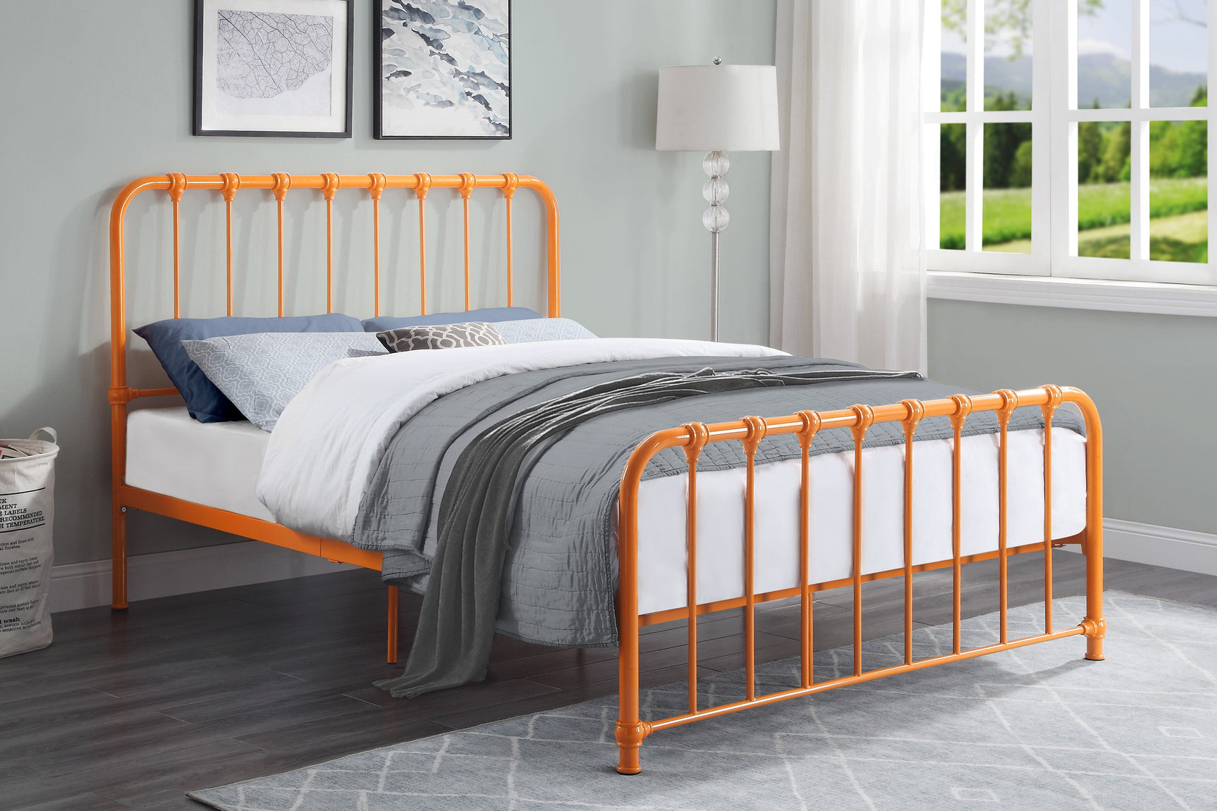 Bethany Orange Queen Metal Platform Bed - Ornate Home