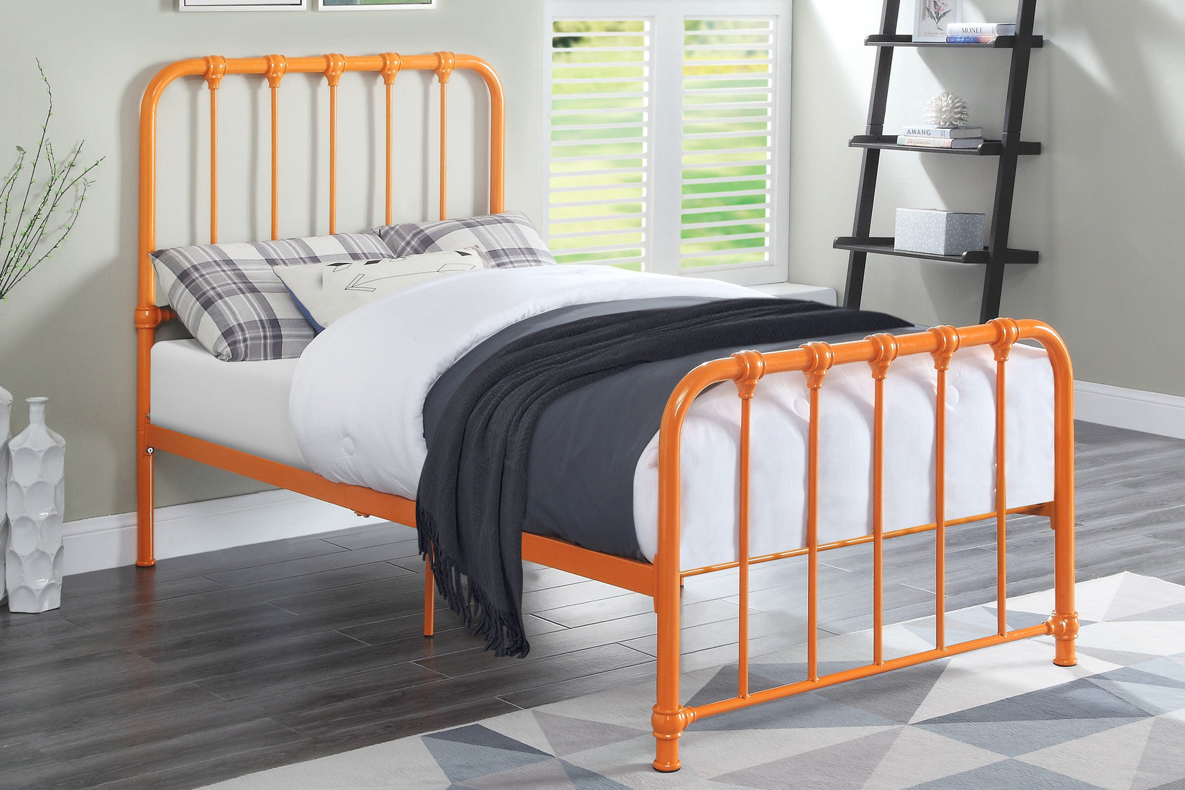 Bethany Orange Twin Metal Platform Bed - Ornate Home