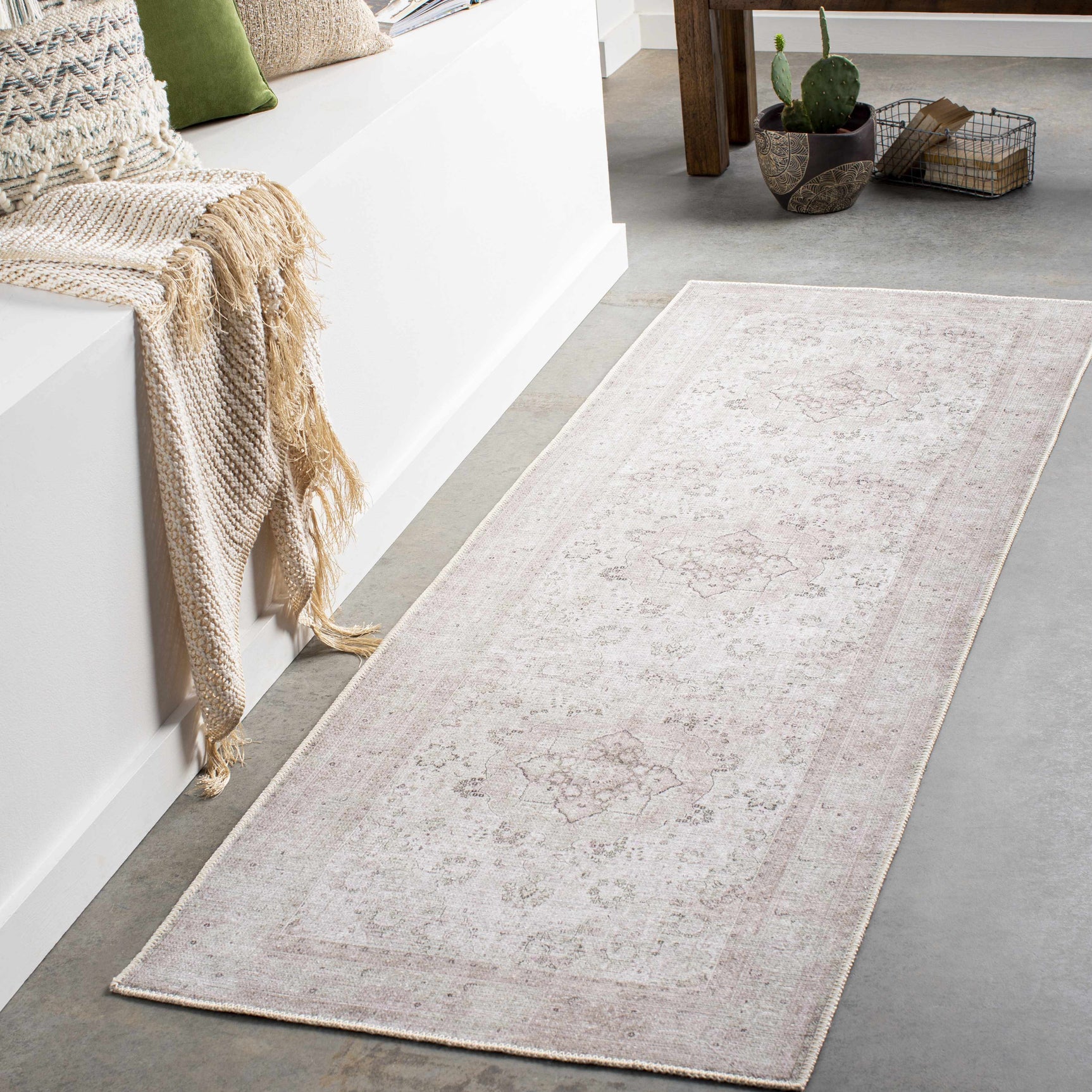 Bethany Vintage Flat Pile Washable Rug - Ornate Home