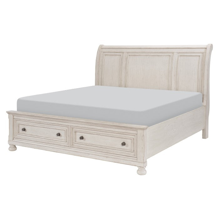 Bethel Wire-Brushed White Eastern King Platform Bed - Ornate Home