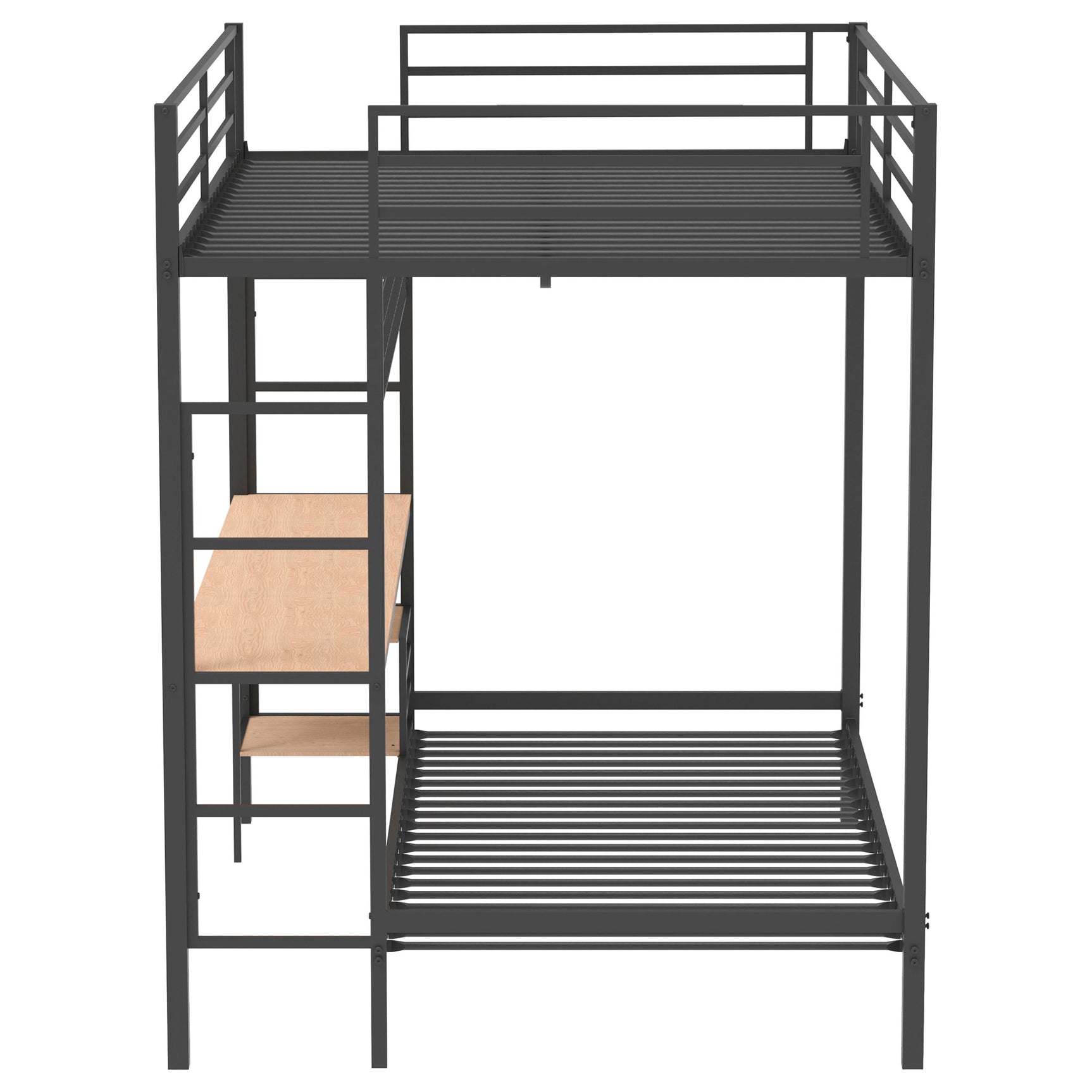 Bettoni Matte Black Metal Full Over Twin Workstation Bunk Bed - Ornate Home