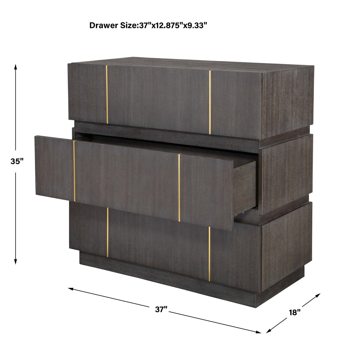 Between The Lines Black/Brass Accent Chest - Ornate Home