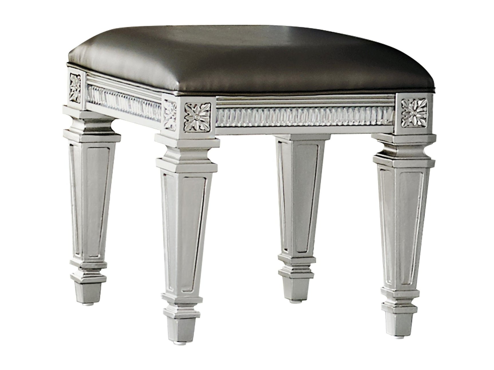 Bevelle Silver Vanity Stool - Ornate Home