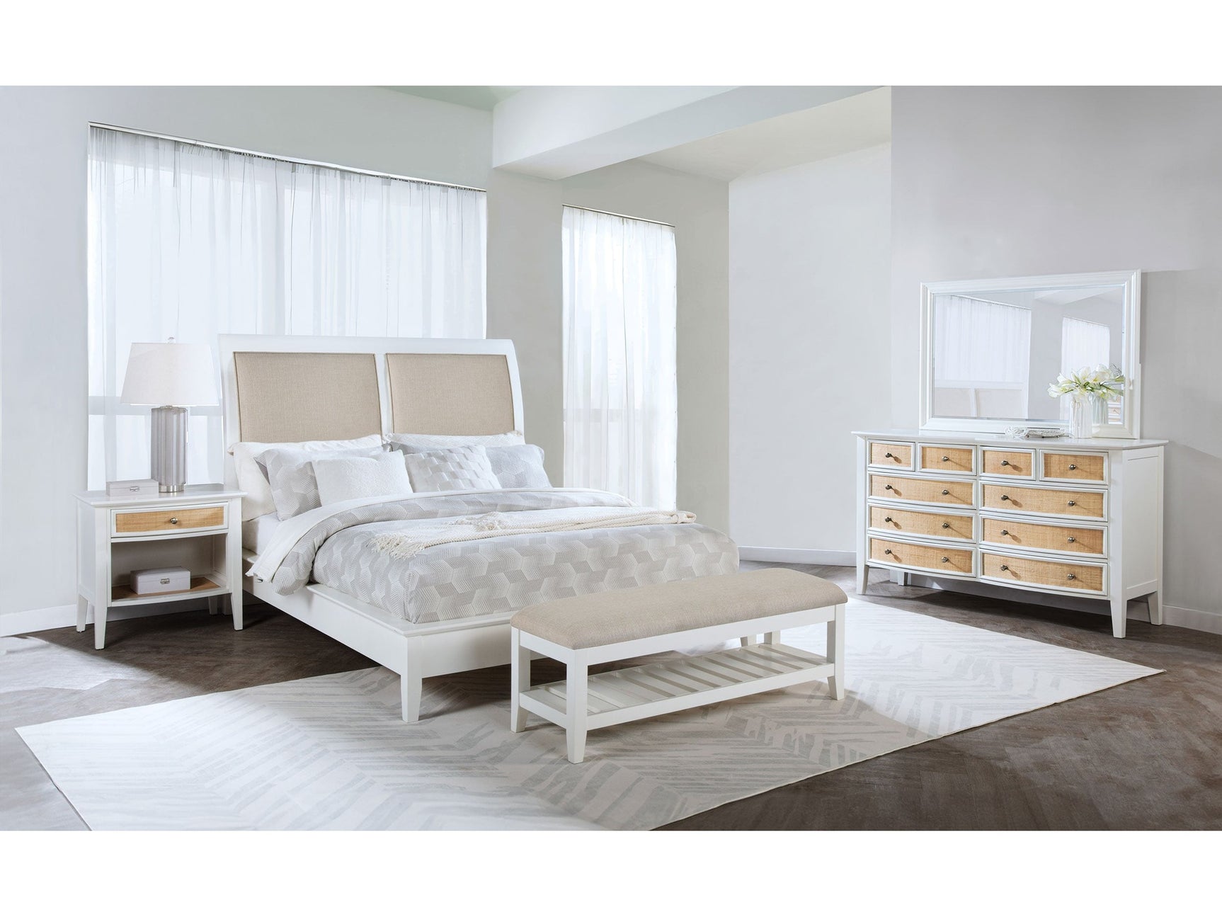 Bexhill White 4-piece California King Bedroom Set - Ornate Home