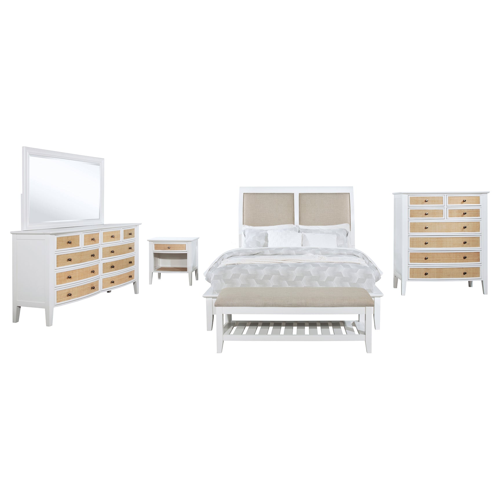 Bexhill White 5-piece California King Bedroom Set - Ornate Home
