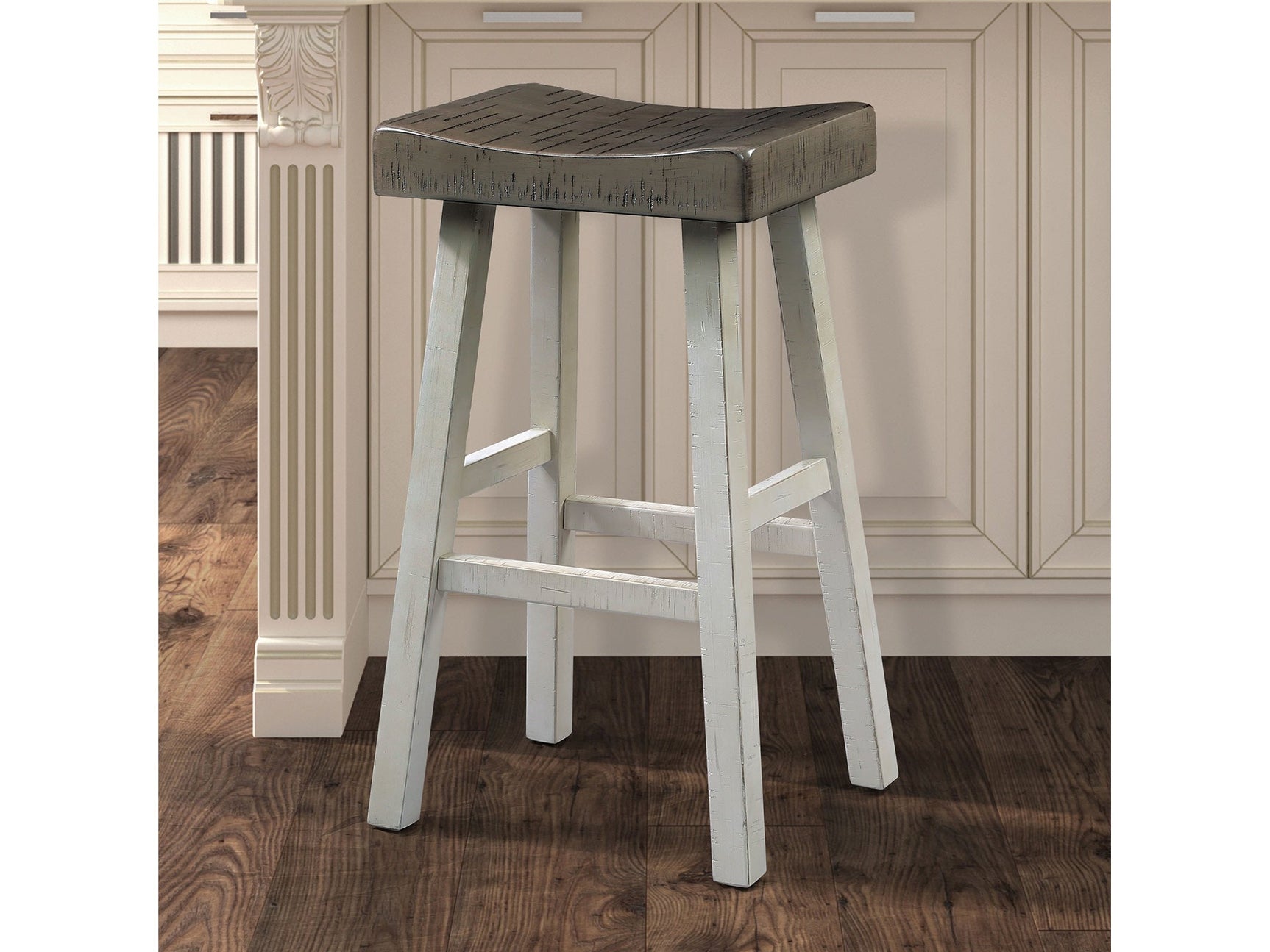 Biasca Gray/White Stool (Set of 2) - Ornate Home