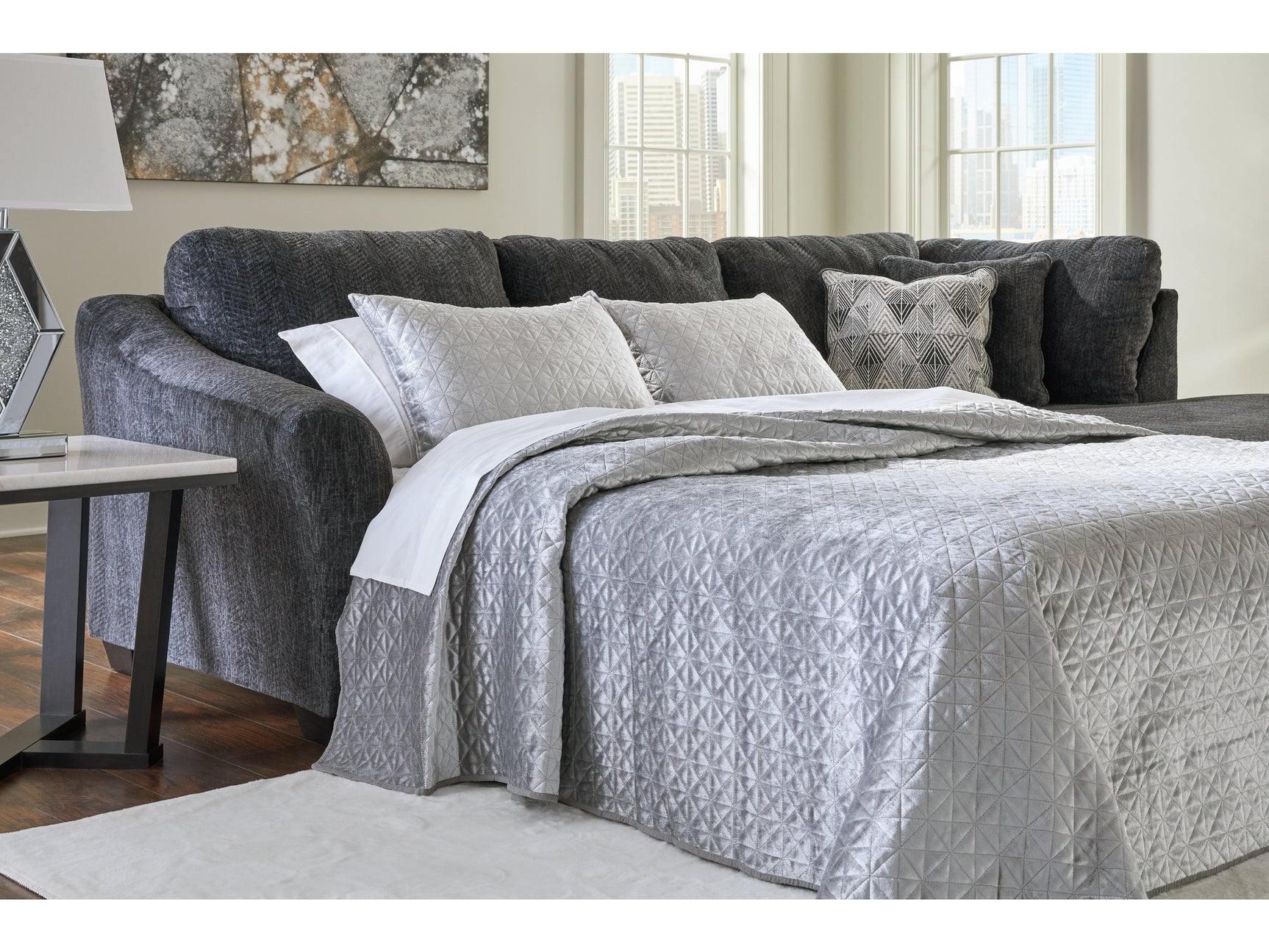 Biddeford Ebony 2pc Sleeper Sectional with Chaise (Online Special Price) - Ornate Home