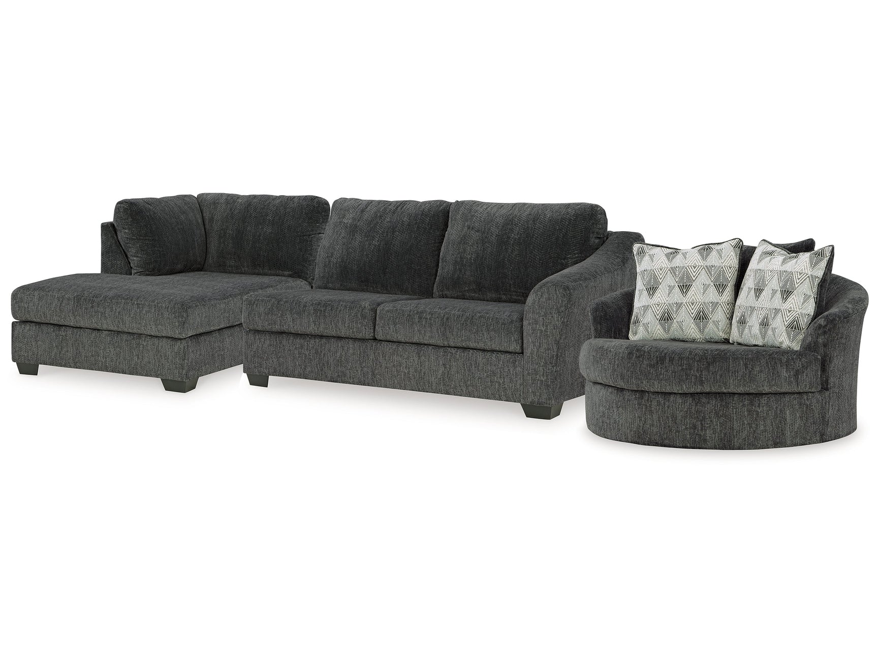 Biddeford Shadow 2-Piece Sectional & Oversized Swivel Accent Chair - Ornate Home