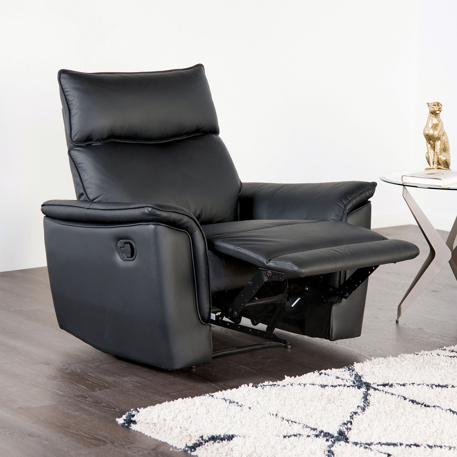 Bienne Black Recliner - Ornate Home