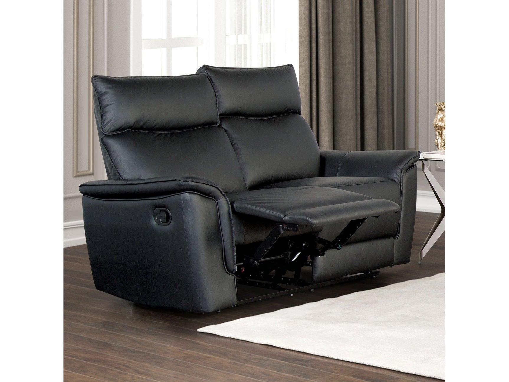Bienne Black Reclining Loveseat - Ornate Home