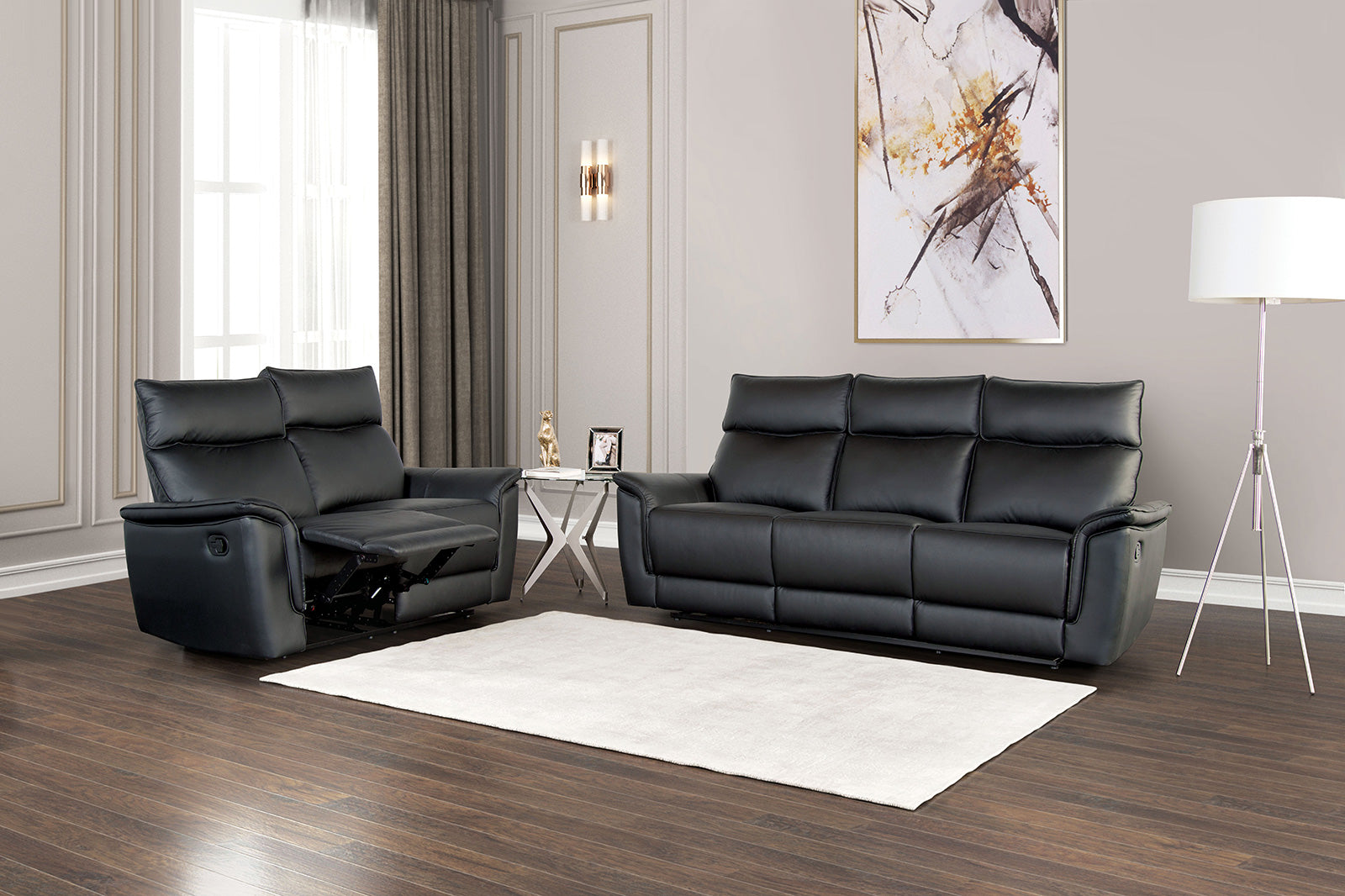 Bienne Black Reclining Sofa - Ornate Home