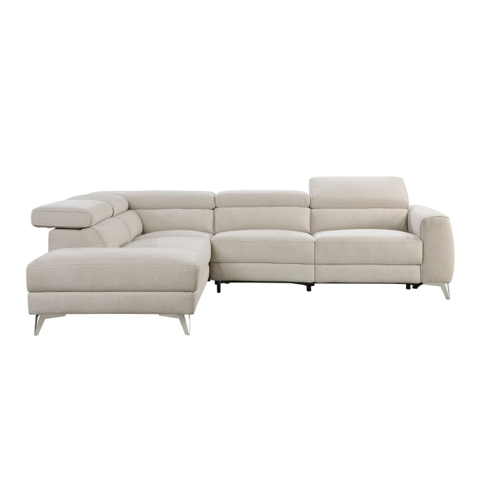 Bienvenue Beige 2-Piece Power Reclining Sectional with Left Chaise - Ornate Home