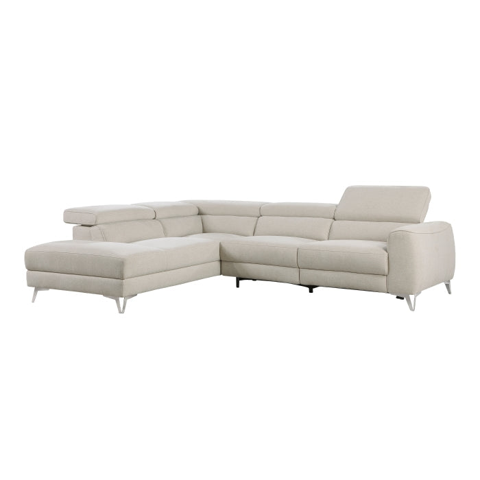 Bienvenue Beige 2-Piece Power Reclining Sectional with Left Chaise - Ornate Home