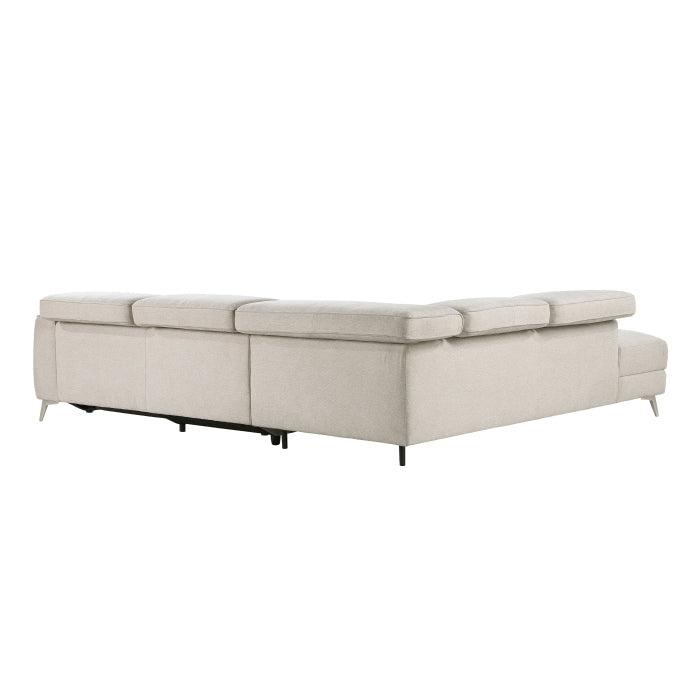 Bienvenue Beige 2-Piece Power Reclining Sectional with Left Chaise - Ornate Home