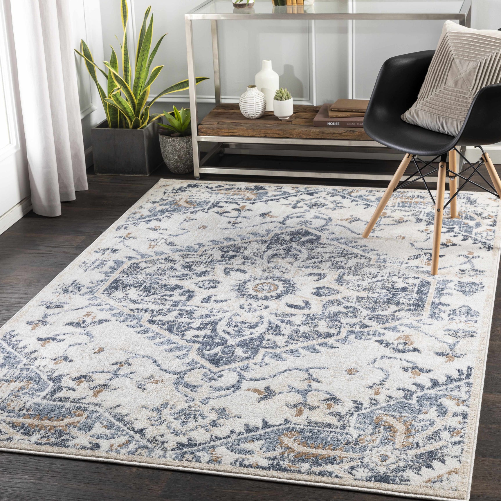 Biggleswade Denim Medallion Area Rug - Ornate Home