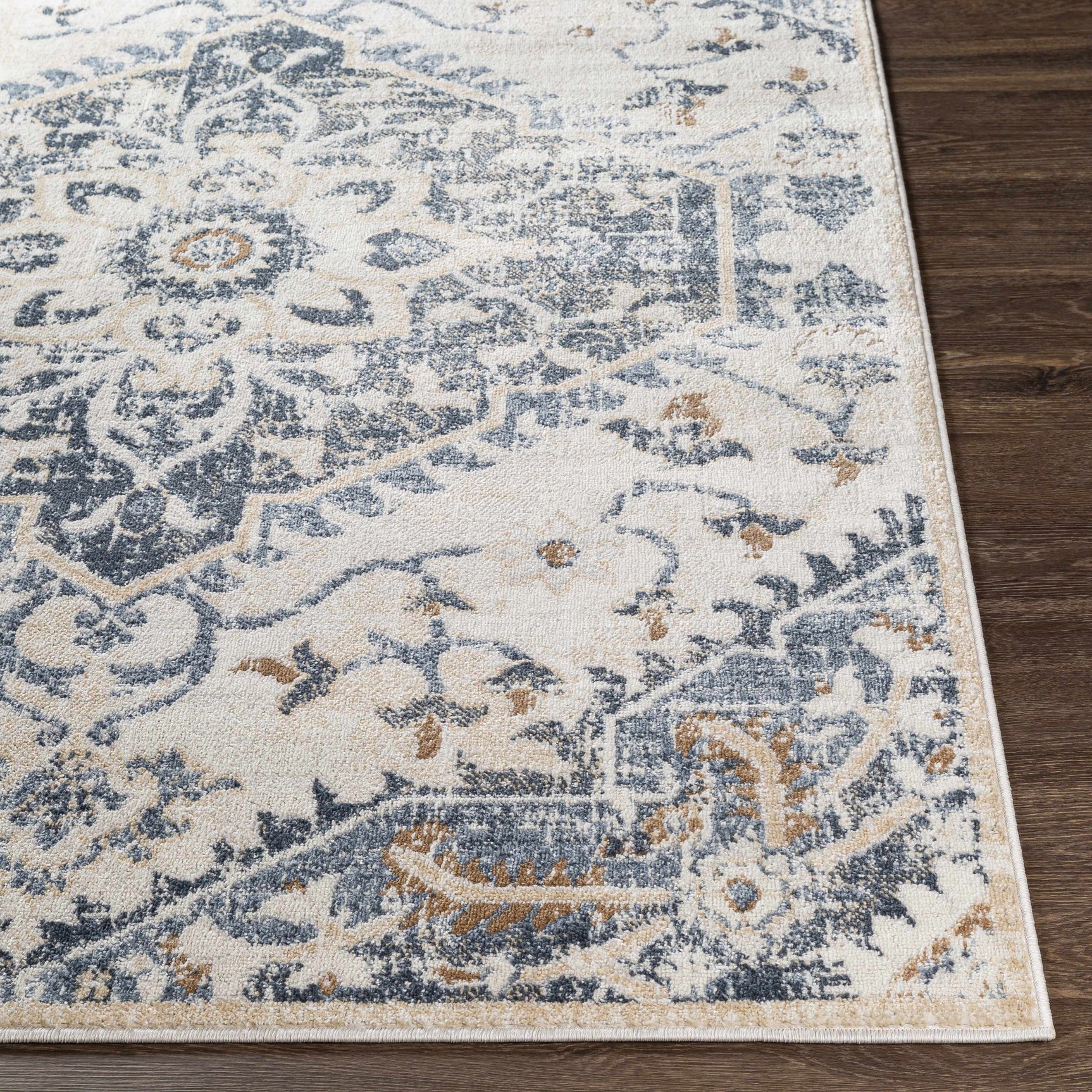 Biggleswade Denim Medallion Area Rug - Ornate Home