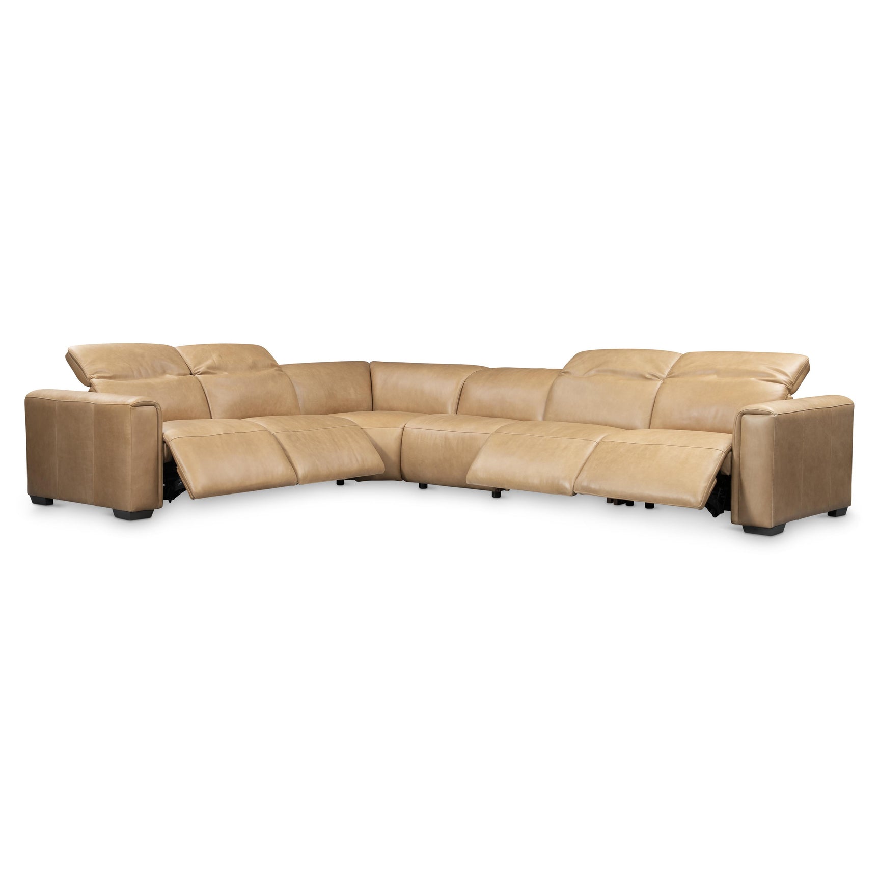 Billings Beige/Tan Leather Power Motion Sectional - Ornate Home