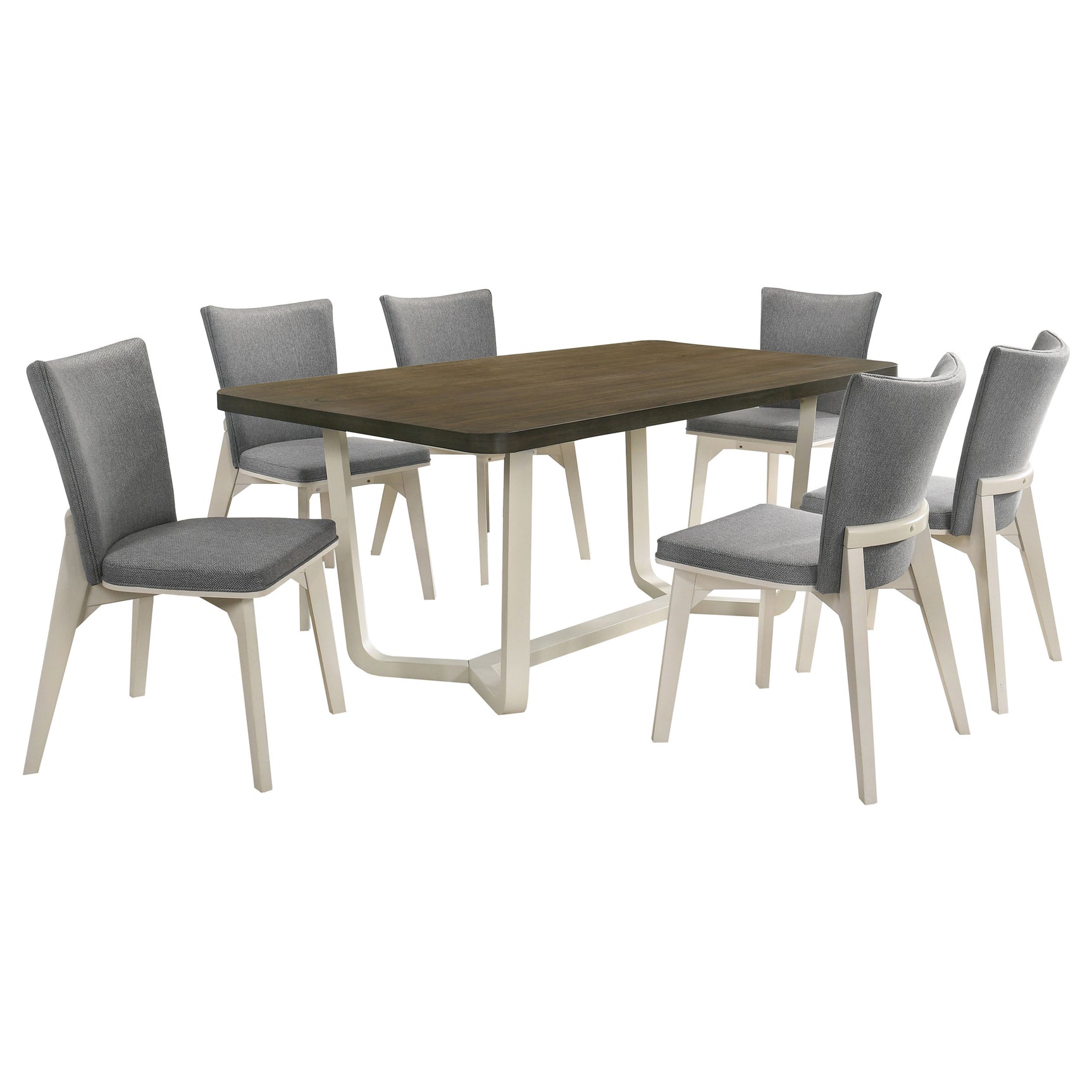 Biloxi Greyish / White 7-piece Dining Room Set - Ornate Home