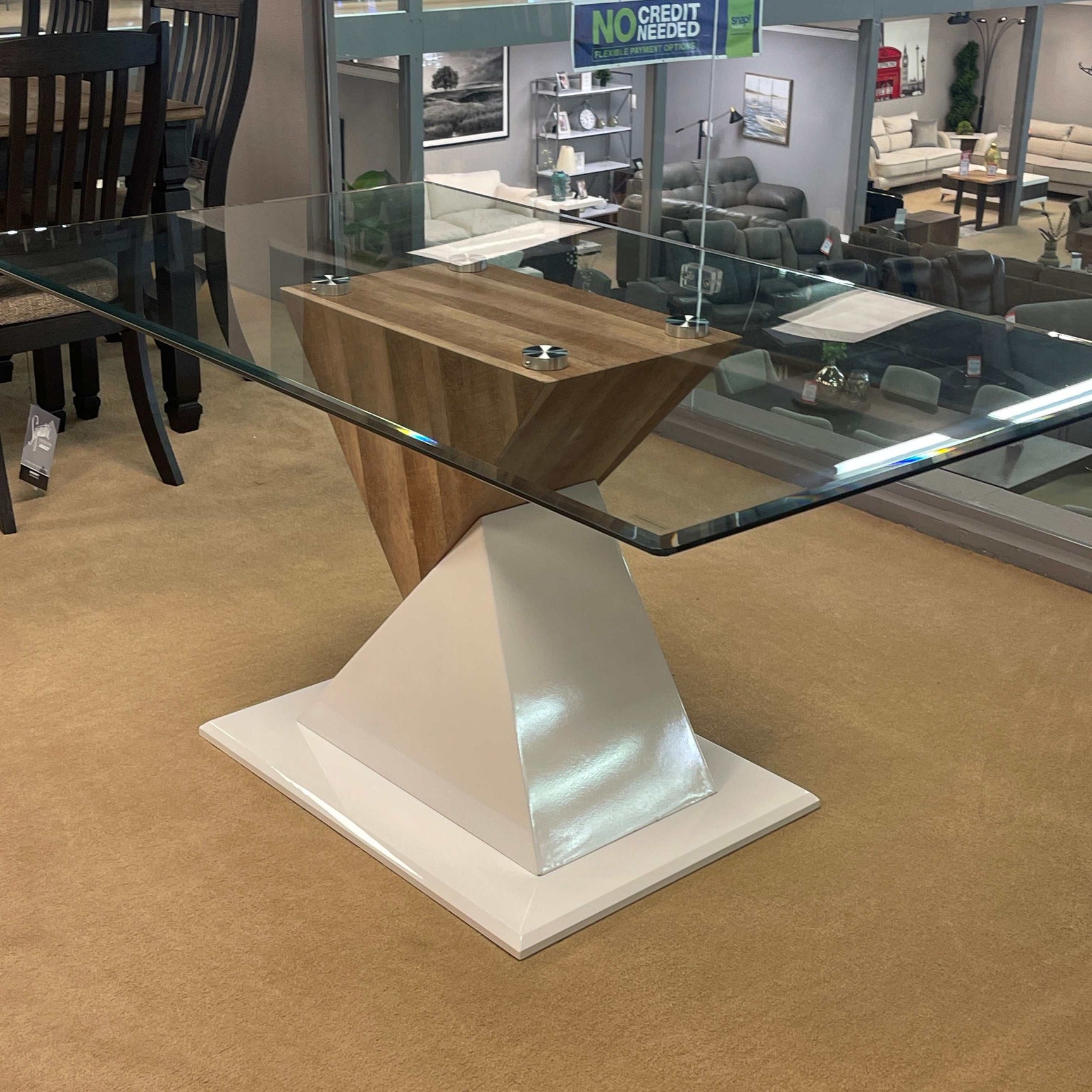 Bima Tempered Glass Top Rectangular Dining Table - Ornate Home