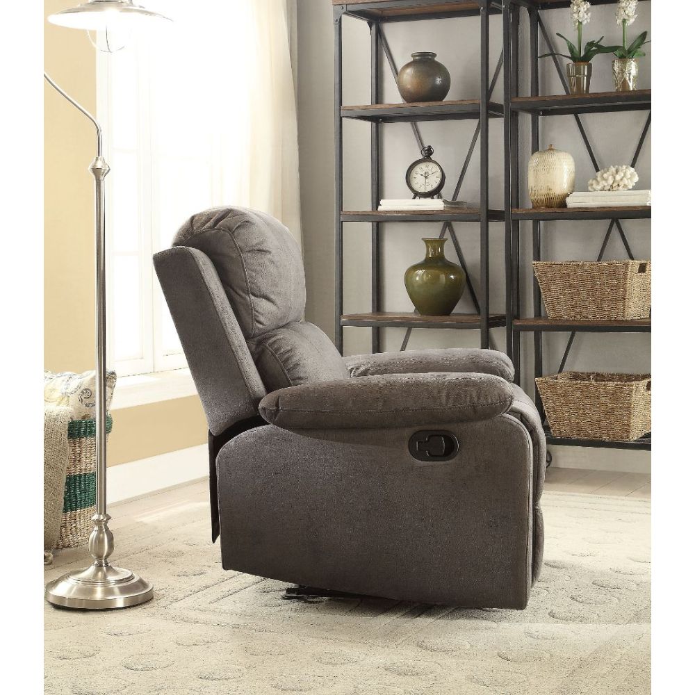 Bina Charcoal Polished Microfiber Recliner (Motion) - Ornate Home