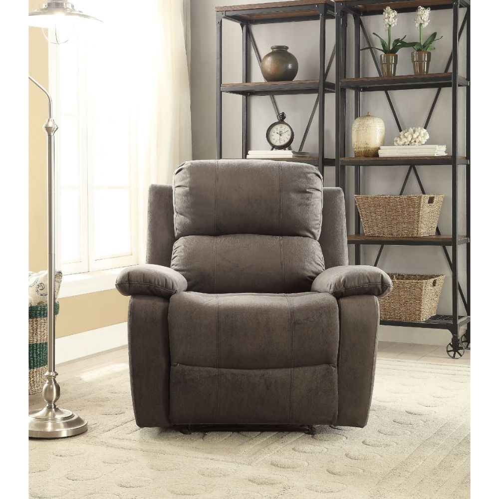 Bina Charcoal Polished Microfiber Recliner (Motion) - Ornate Home