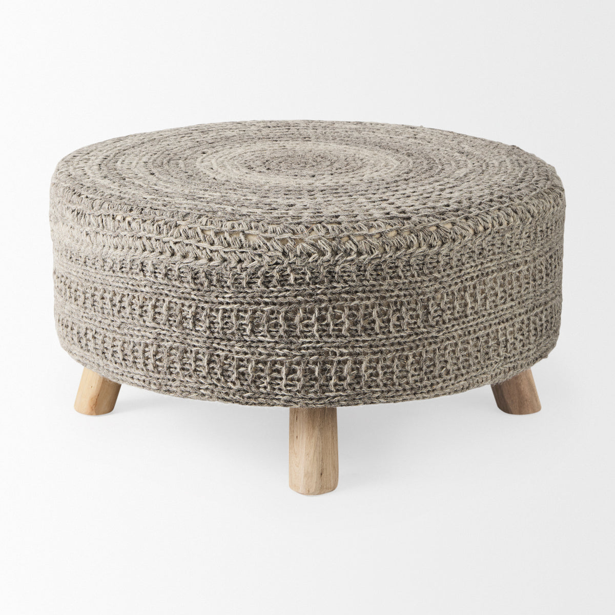 Bina Dark Gray 4 Legged Wool Stool - Ornate Home