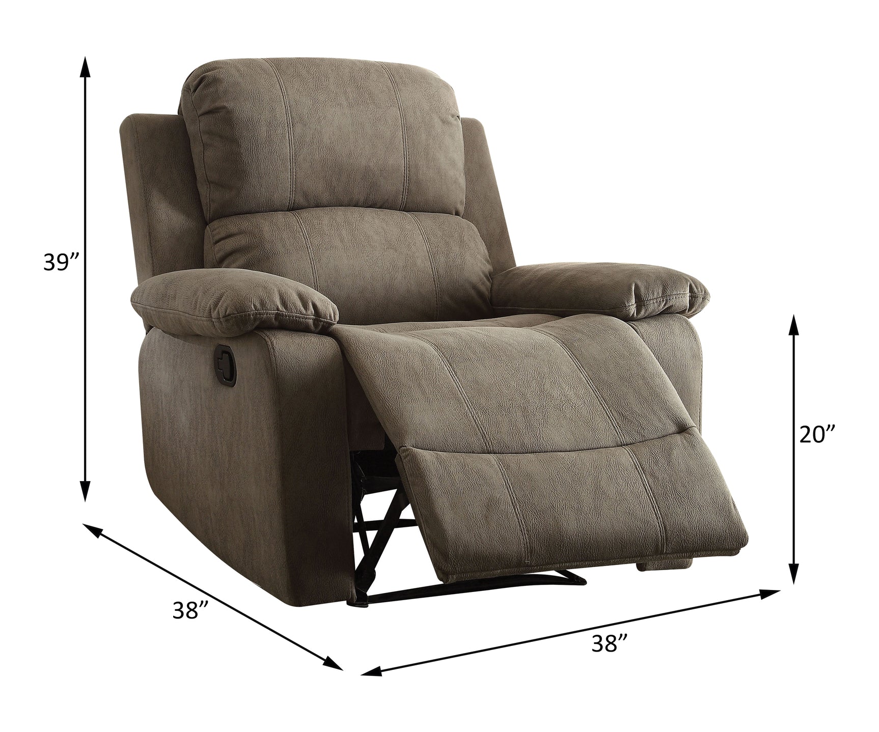 Bina Gray Polished Microfiber Recliner (Motion) - Ornate Home