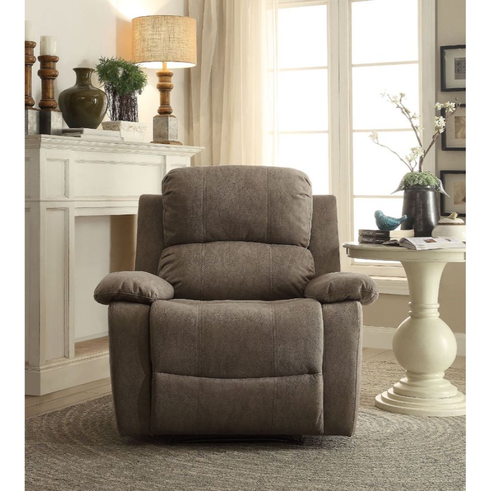 Bina Gray Polished Microfiber Recliner (Motion) - Ornate Home