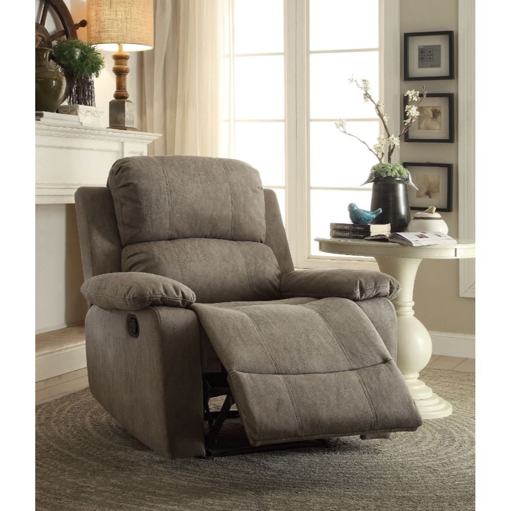Bina Gray Polished Microfiber Recliner (Motion) - Ornate Home